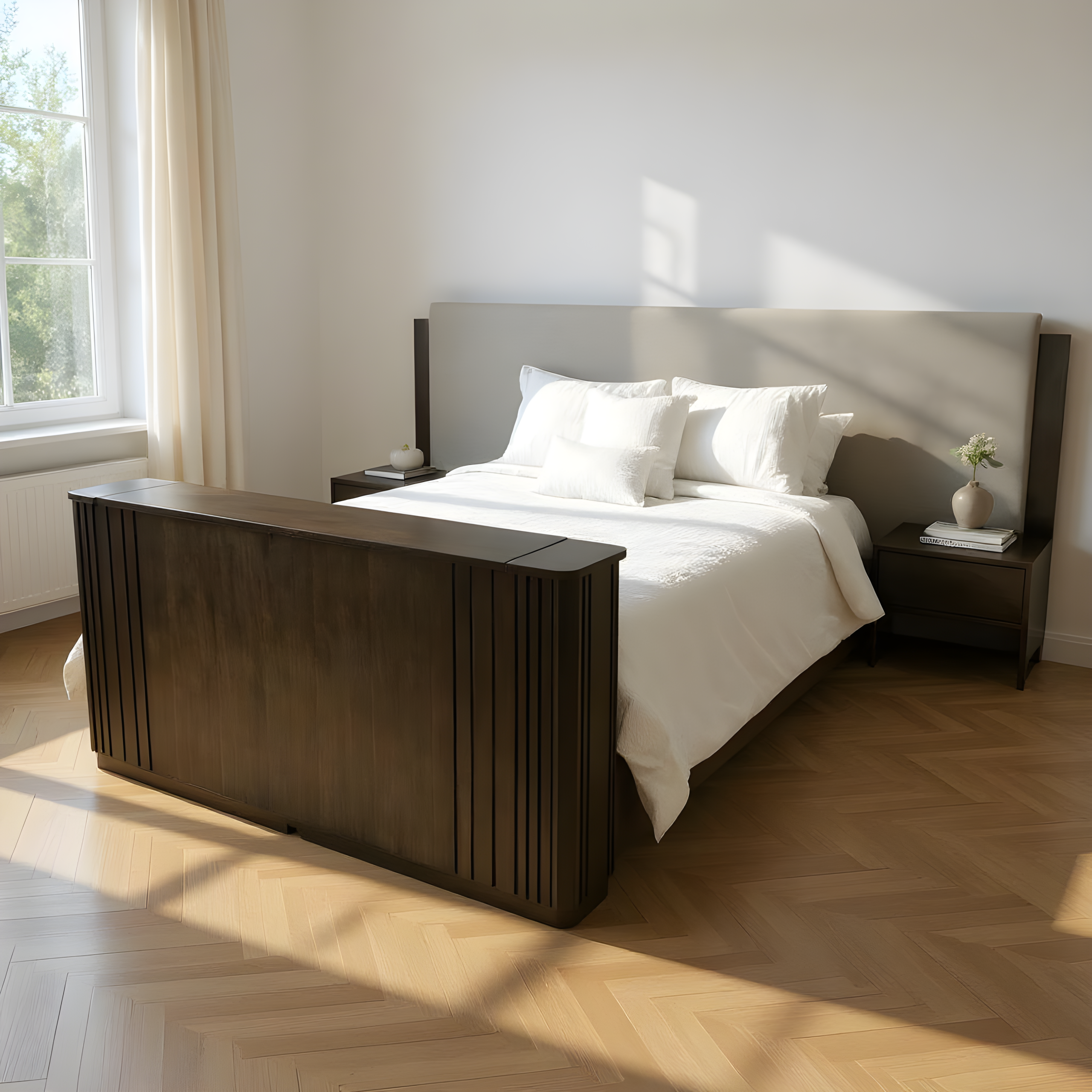 Serenità TV Lift Bed - Queen - Espresso