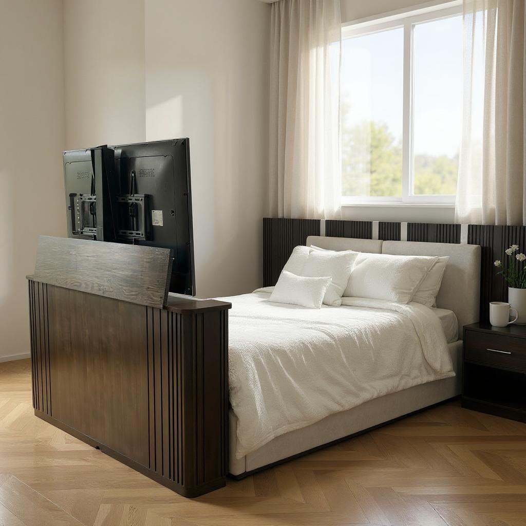 Second image of Velluto TV Lift Bed -Queen - Espresso